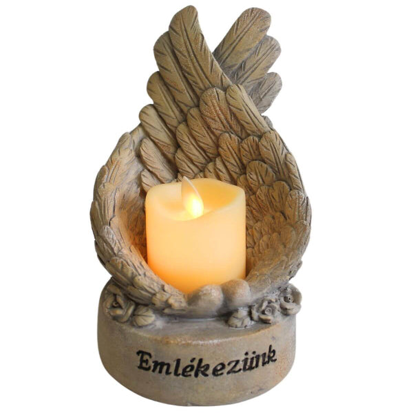 Púderbarna LED szárnyak "Emlékezünk" 21cm