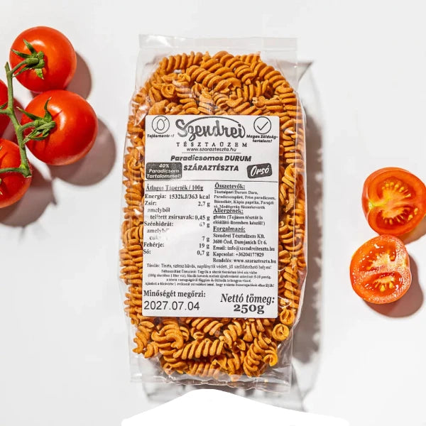 Durum Szendrei Paradicsomos Orsó Száraztészta 250gr. - 40% zöldségtartalommal