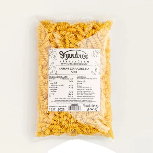 Durum Szendrei Orsó Száraztészta 500gr.