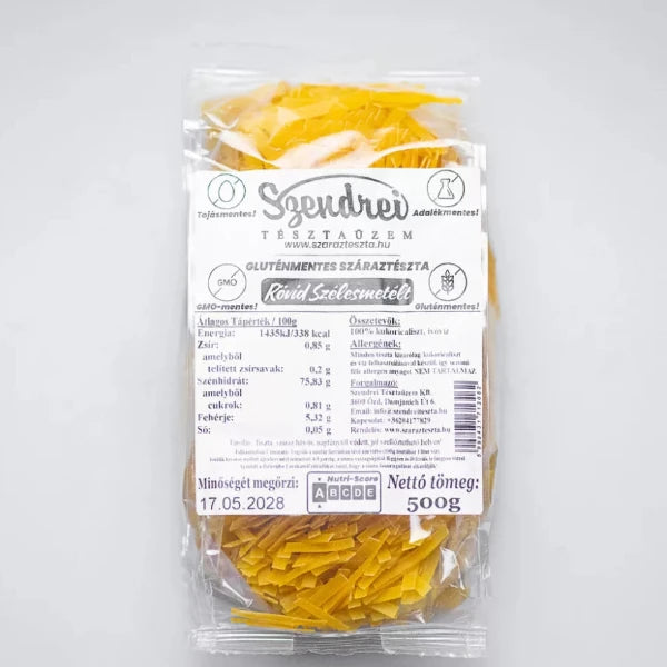 Gluténmentes Rövid Szélesmetélt 500gr. - Szendrei Száraztészta