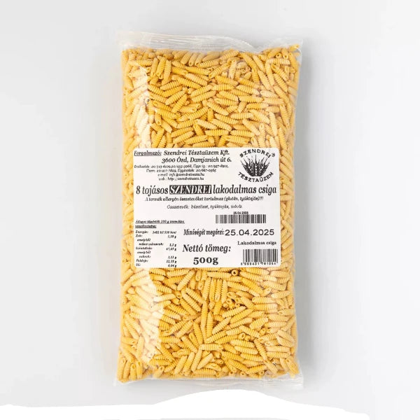 8 Tojásos Szendrei Lakodalmas Csiga Száraztészta 500gr.