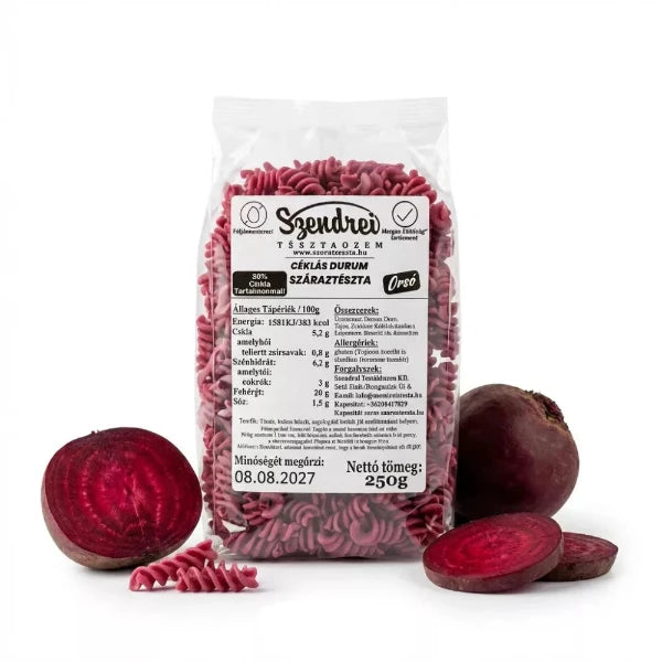 Durum Szendrei Céklás Orsó Száraztészta 250gr. - 30% zöldségtartalommal