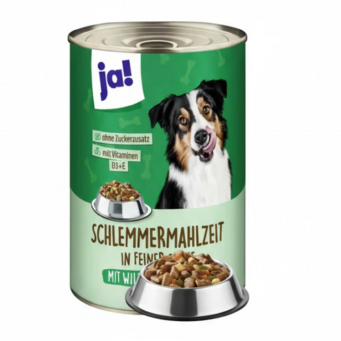 Ja! Nedves kutyaeledel  vadhússal, pulykával és tészta 400g