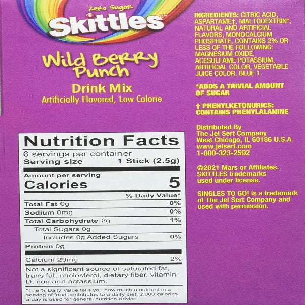 Skittles Drink Mix Wild Berry Punch 6x2.53 g