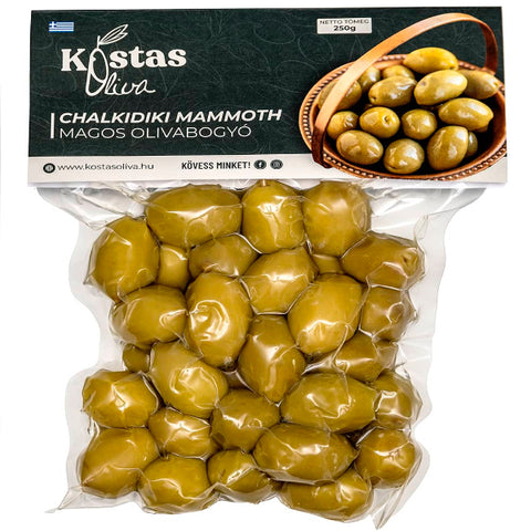 Kostas Oliva Chalkidiki Mammoth Zöld Magos olívabogyó 250 gr