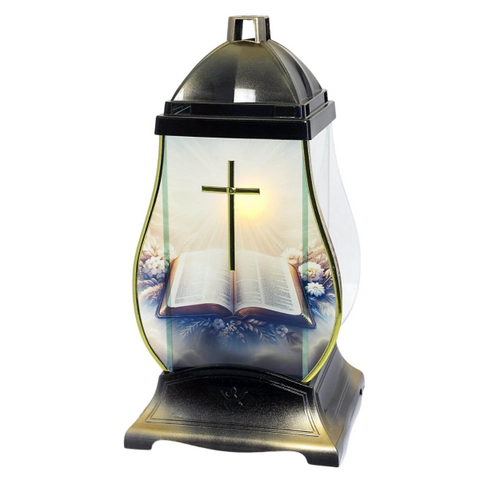 Arany sírlámpás Biblia motívummal 31 cm