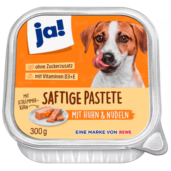 Ja! Nedves kutyaeledel csirkével, sárgarépával és tésztával 300 g