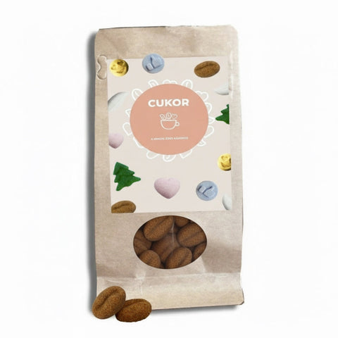 Kávébab formára préselt kockacukor – formacukor – Kistáska (20 db) Barna