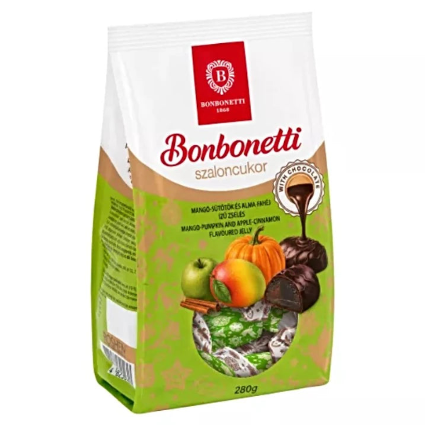 Bonbonetti Étcsokoládéval mártott Mangó-tök & alma szaloncukor 280g