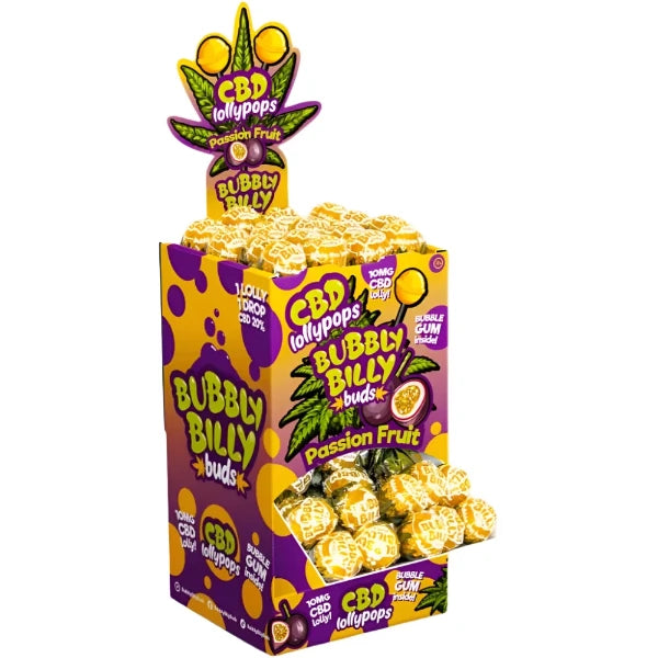 Bubbly Billy Passion Fruit Lollies with Bubblegum Inside CBD-s