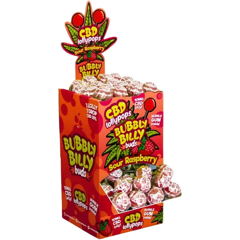 Bubbly Billy Raspberry Lollies with Bubblegum Inside CBD-s