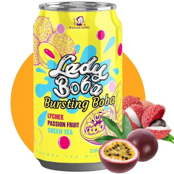 LADY BOBA Lychee & Passion Fruit Bubble Tea 320ml