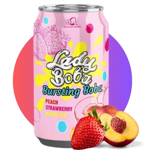 LADY BOBA Peach & Strawberry Bubble Tea 320ml