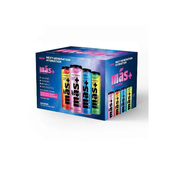 MAS+ Messi vegyes Izotoniás ital (Orange D'Or, Miami Punch, Berry Copa Crush, Lemon Lime League) 355 ml