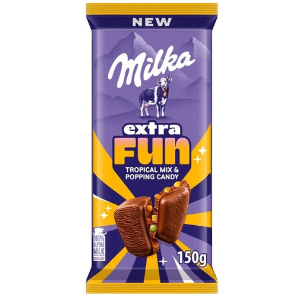 Milka csokoládé ExtraFun trópusi gyümölcs ízű 150g