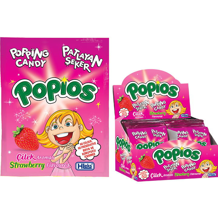 Popios pattogos cukorka eper 40g