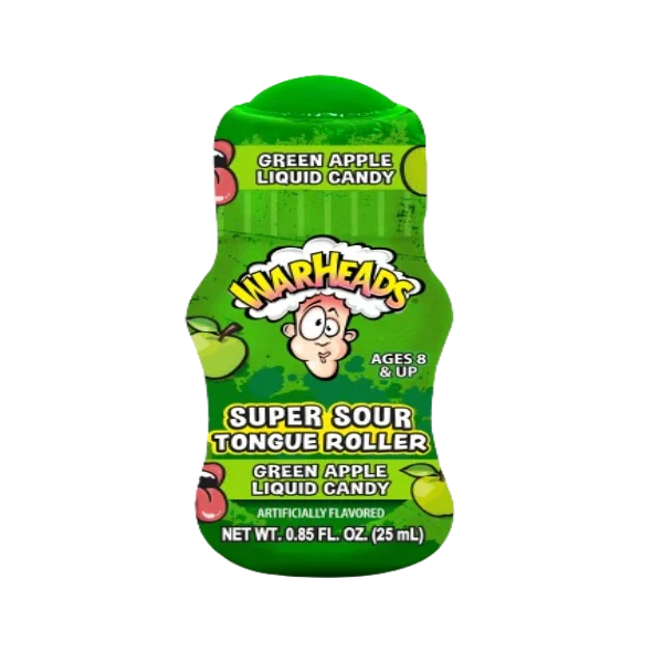Warheads Super Sour Tongue Roller stift formájú savanyú édesség 25ml Zöld alma